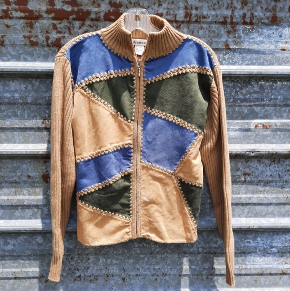Patchwork Sweater Zip Up Dress Barn Jacket - Picture 10 of 10